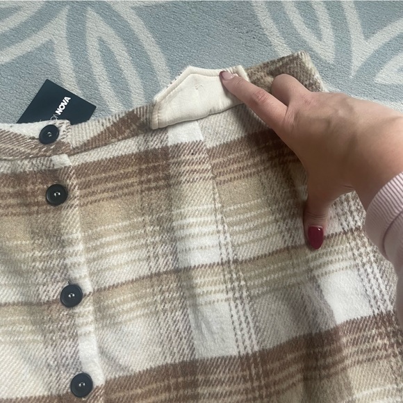 NWT FASHION NOVA beige plaid button up mini skirt wool blend size 2X - Picture 6 of 6
